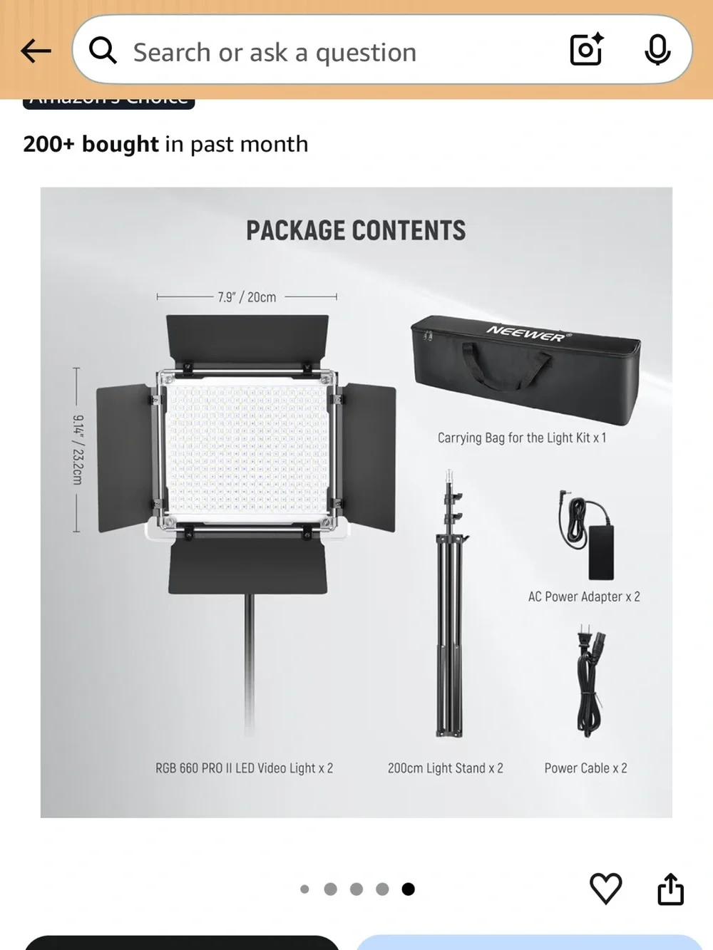 RGB LED Video Light Kit with App Control - Black, 2 lights